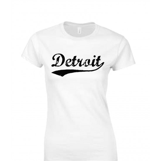 Detroit Retro Juniors T Shirt Black Print 