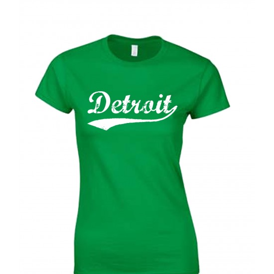 Detroit Retro Juniors T Shirt White Print