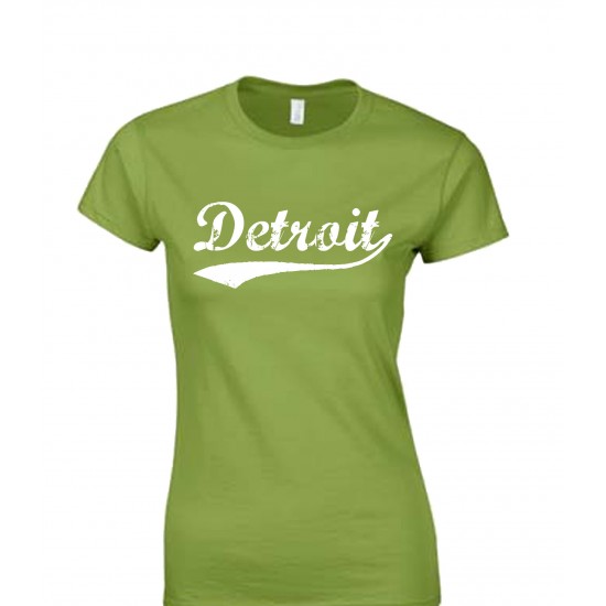 Detroit Retro Juniors T Shirt White Print