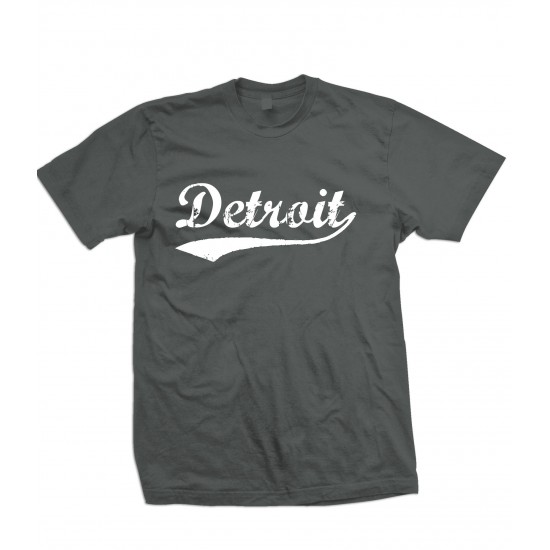 Detroit Retro T Shirt White Print