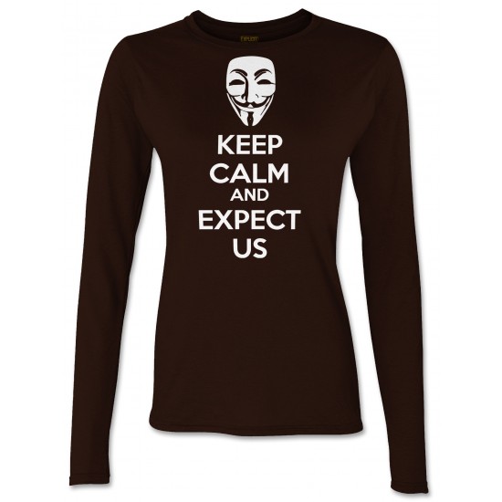 Anonymous Mask Keep Calm and Expect Us Juniors Long Sleeve T Shirt