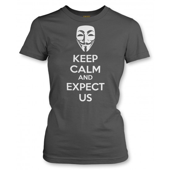 Anonymous Mask Keep Calm and Expect Us Juniors T Shirt