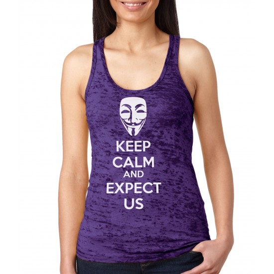 Anonymous Mask Keep Calm and Expect Us Burnout Tank Top
