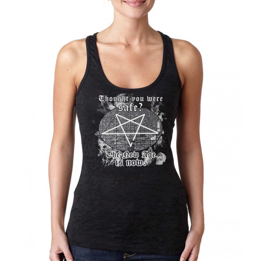 White House Pentagram Aerial Map The New Age is NOW Womens Burnout Tank ...