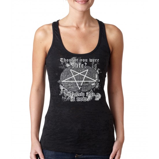 White House Pentagram Aerial Map The New Age is NOW Womens Burnout Tank Top