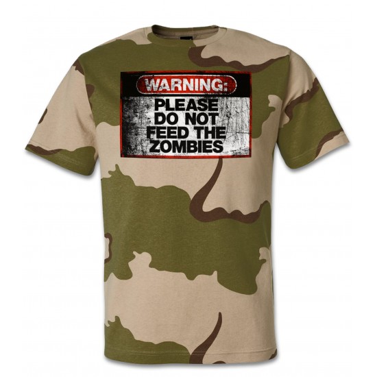 Warning Do Not Feed Zombie Camo T Shirt