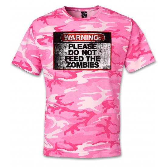 Warning Do Not Feed Zombie Camo T Shirt