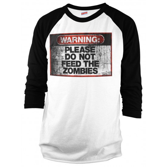 Warning Do Not Feed Zombie Raglan Shirt