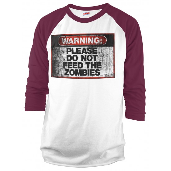 Warning Do Not Feed Zombie Raglan Shirt