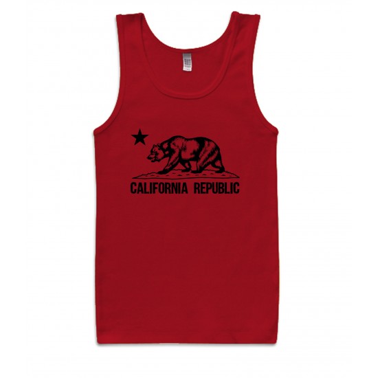 California Republic Bear Tank Top Black Print
