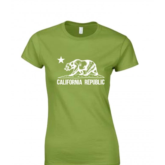 California Republic Bear Juniors T Shirt White Print