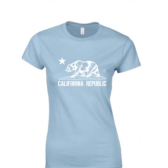 CALI V-Neck T-shirt Vintage CA California Republic Bear Tee JUNIORS S,M,L White 