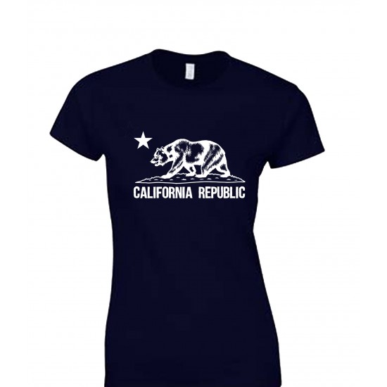 Junior's California Republic Bear Tropical White V-Neck T-Shirt Cali life B401