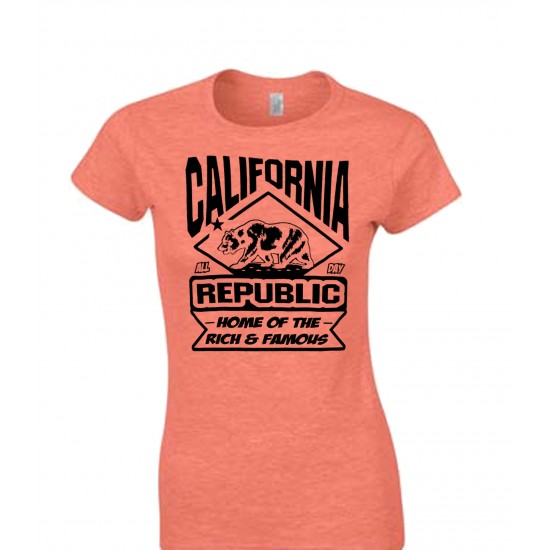 California Land of the Rich & Famous Juniors T Shirt Black Print