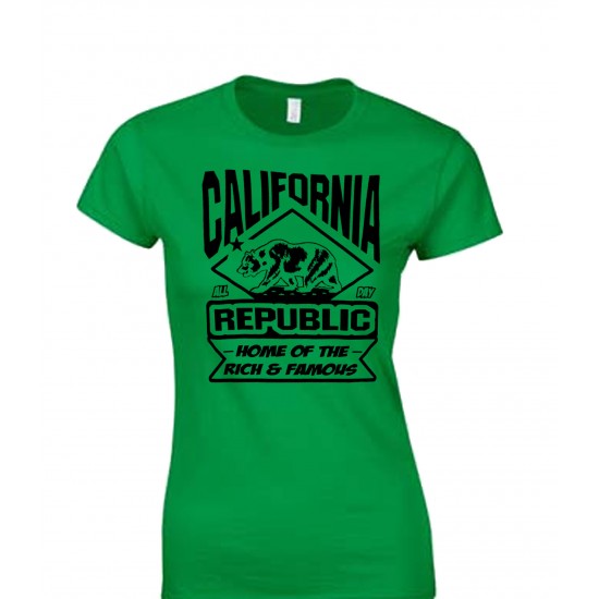 California Land of the Rich & Famous Juniors T Shirt Black Print