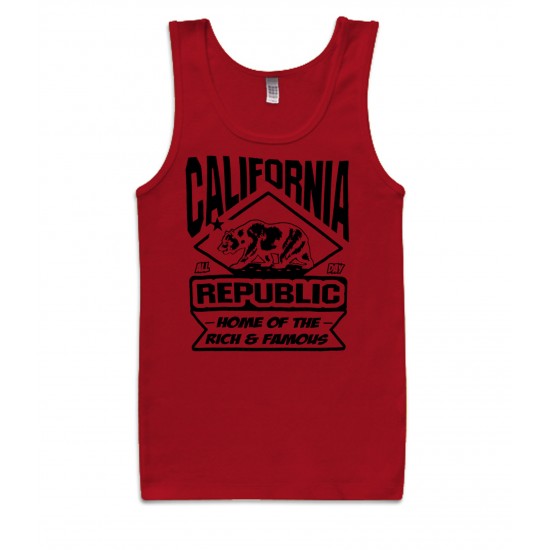 California Land of the Rich & Famous Tank Top Black Print
