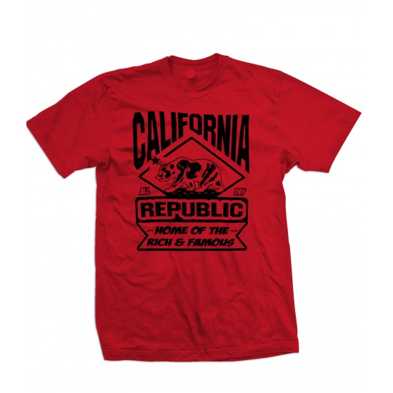 California Land Of The Rich & Famous T Shirt Black Print