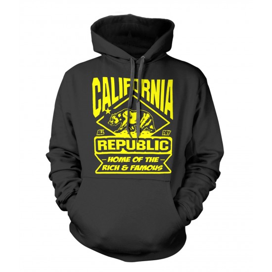 California Land of the Rich & Famous Hoodie Yellow Print