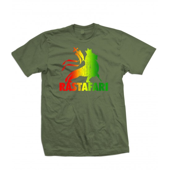 Lion Of Judah Rastafari 3 Tone T Shirt  