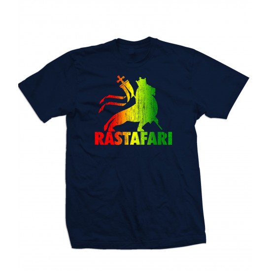 Lion Of Judah Rastafari 3 Tone T Shirt  