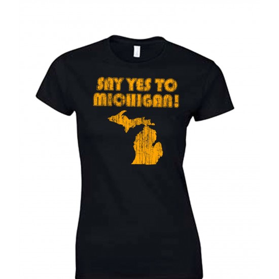 Say Yes To Michigan Retro Juniors Softstyle T-Shirt