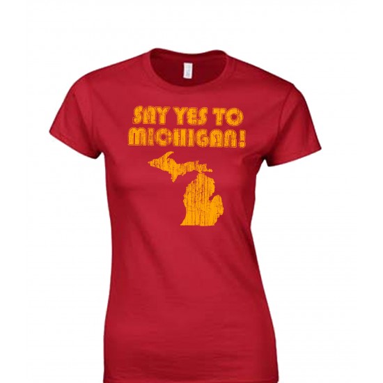 Say Yes To Michigan Retro Juniors Softstyle T-Shirt