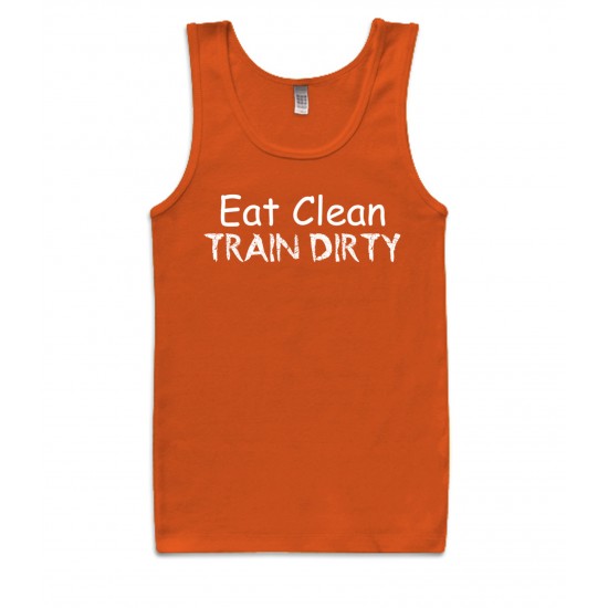Eat Clean, Train Dirty Tank Top White Print